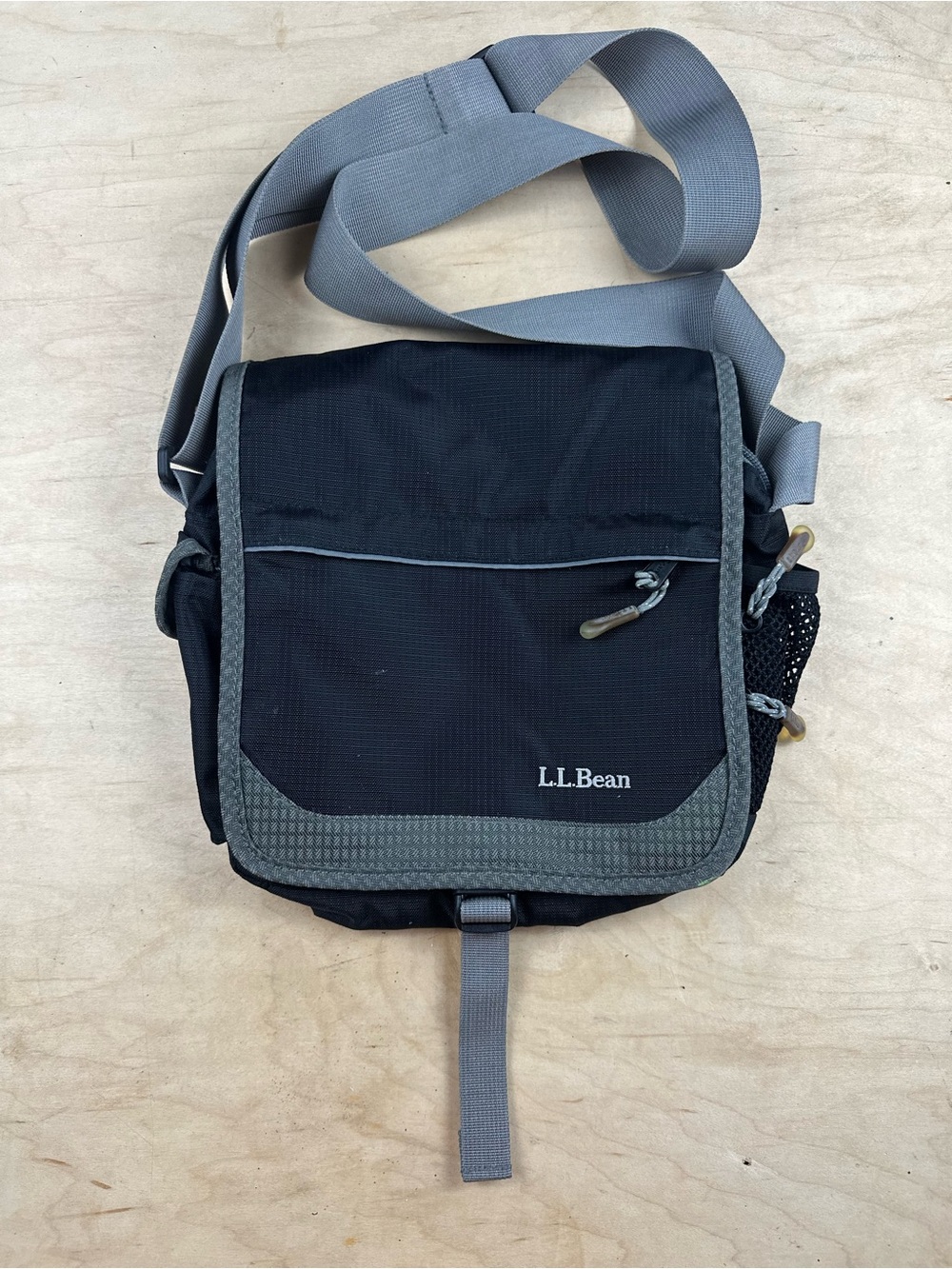 L.L. Bean Black and Gray Messenger Crossbody Bag